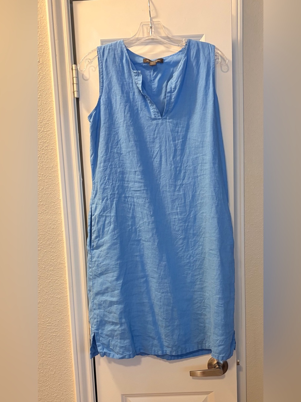 Tommy Bahama Blue Sleeveless Linen Shift Dress